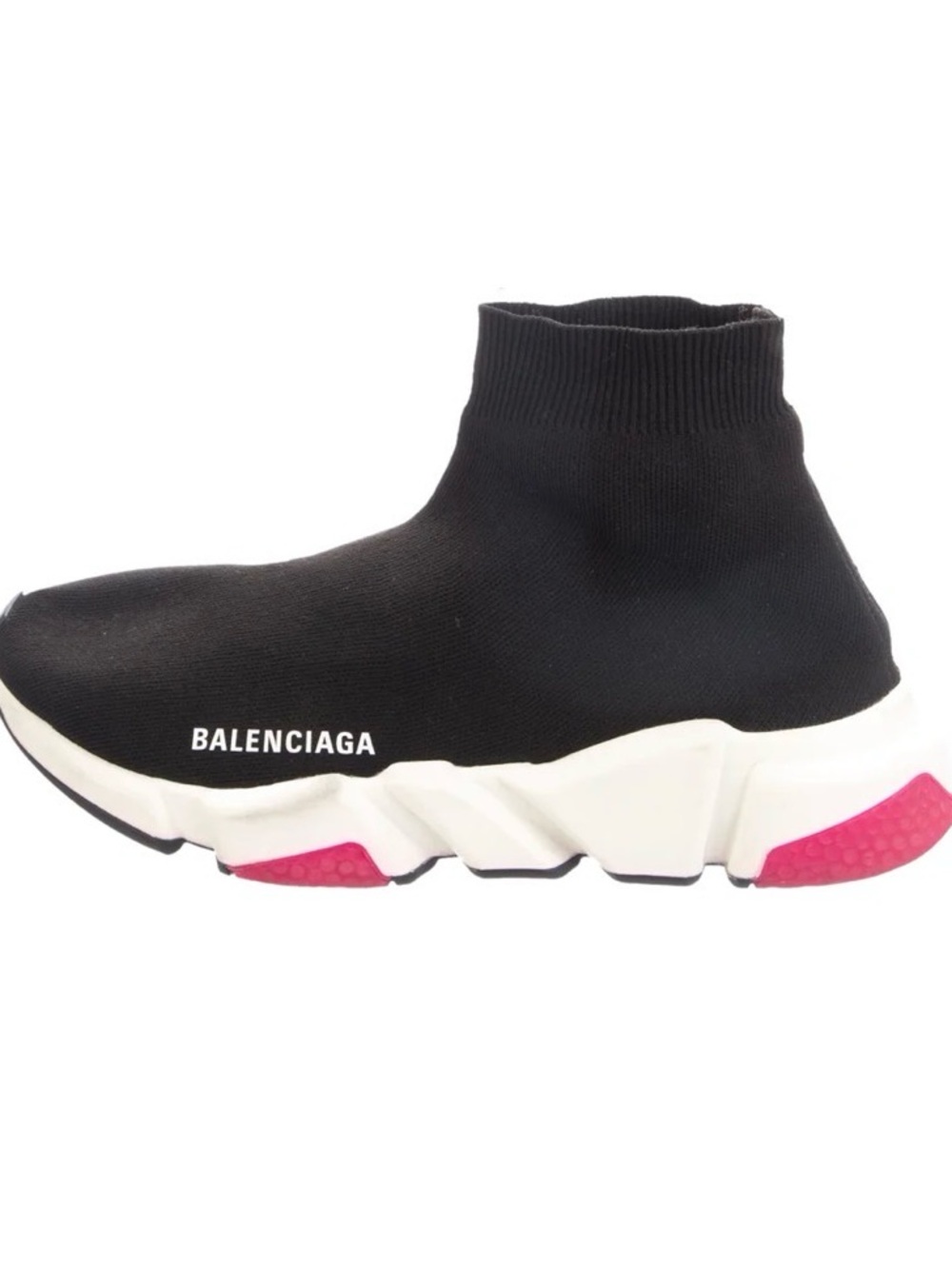 Balenciaga Black Sock Sneaker with Pink Sole Details